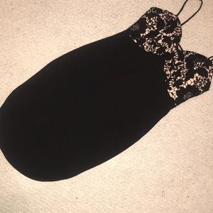 Black midi dress with crotchet top